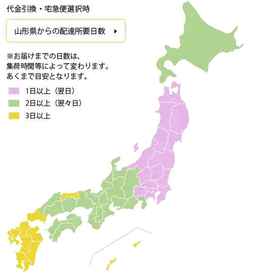 山形からの配達所要日数